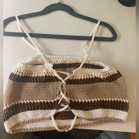 Brown cropped knit tank - Picture 2 of 2